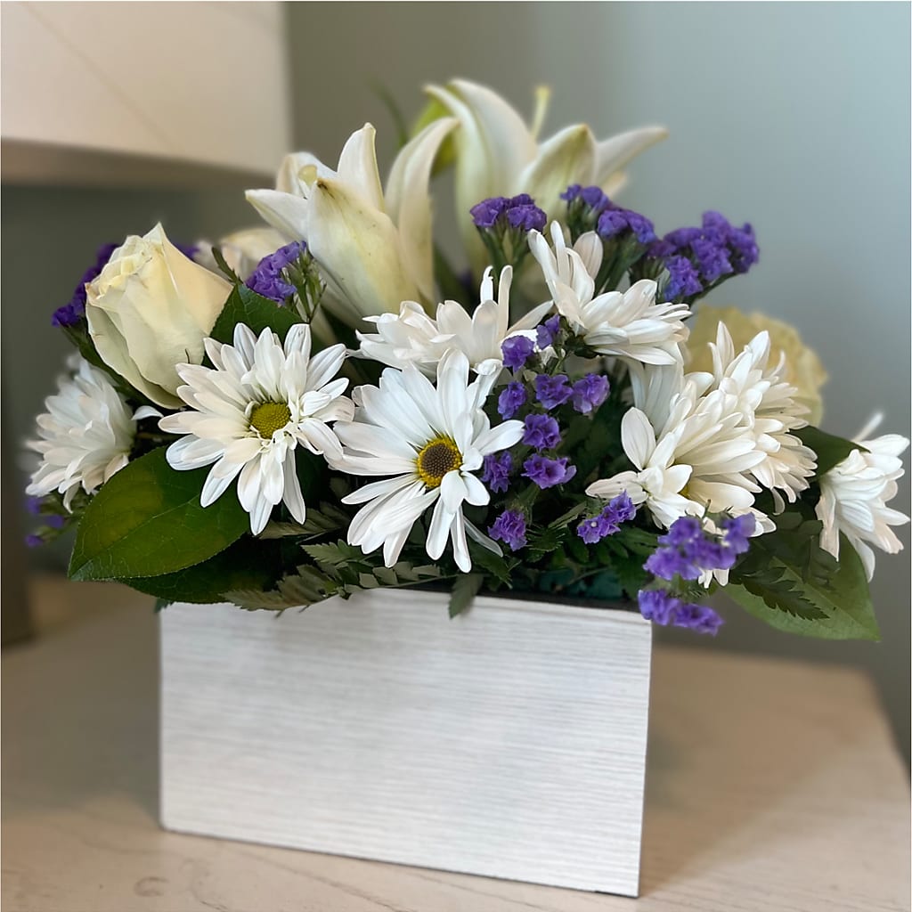 Beyond Blue Box Bouquet – MELODY'S FLOWERS, Burlington WA