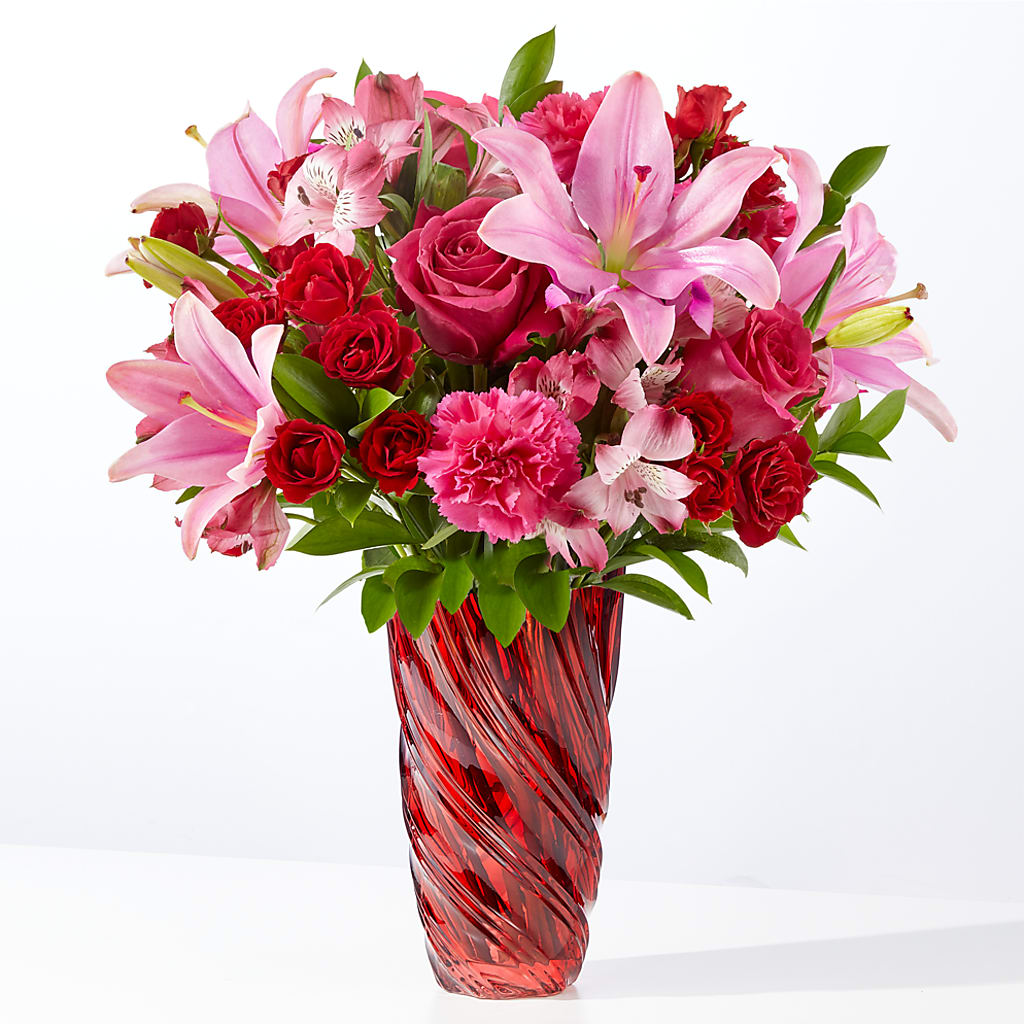 In Love Bouquet with Luxe Swirl Vase – MELODY'S FLOWERS, Burlington WA