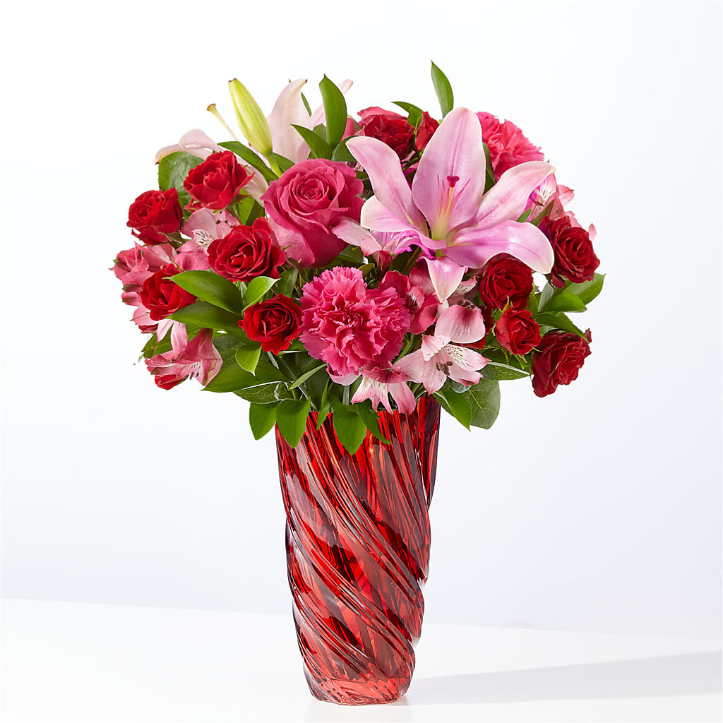 In Love Bouquet with Luxe Swirl Vase – MELODY'S FLOWERS, Burlington WA