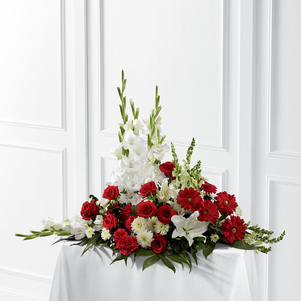 Crimson & White Arrangement – MELODY'S FLOWERS, Burlington WA