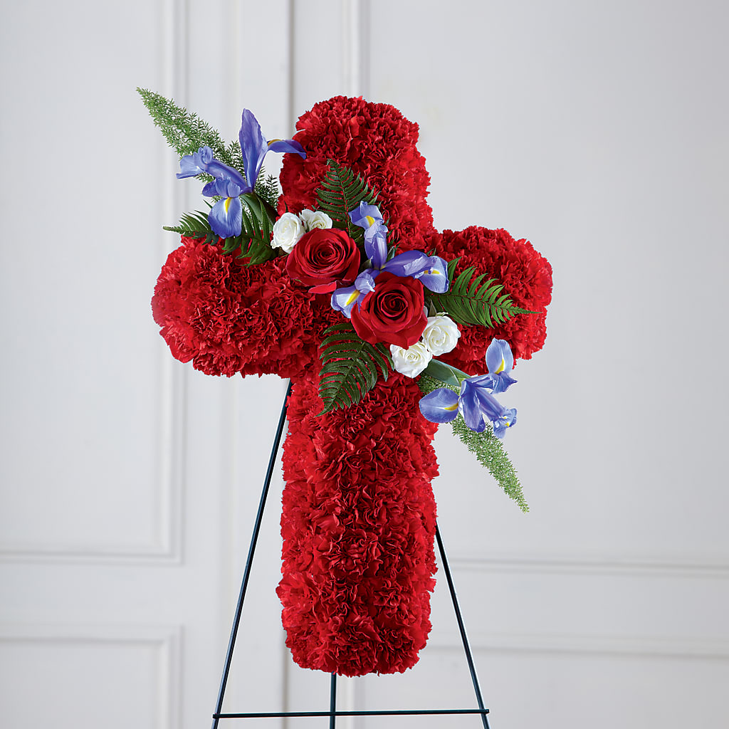 Faithful Hero Floral Cross – MELODY'S FLOWERS, Burlington WA
