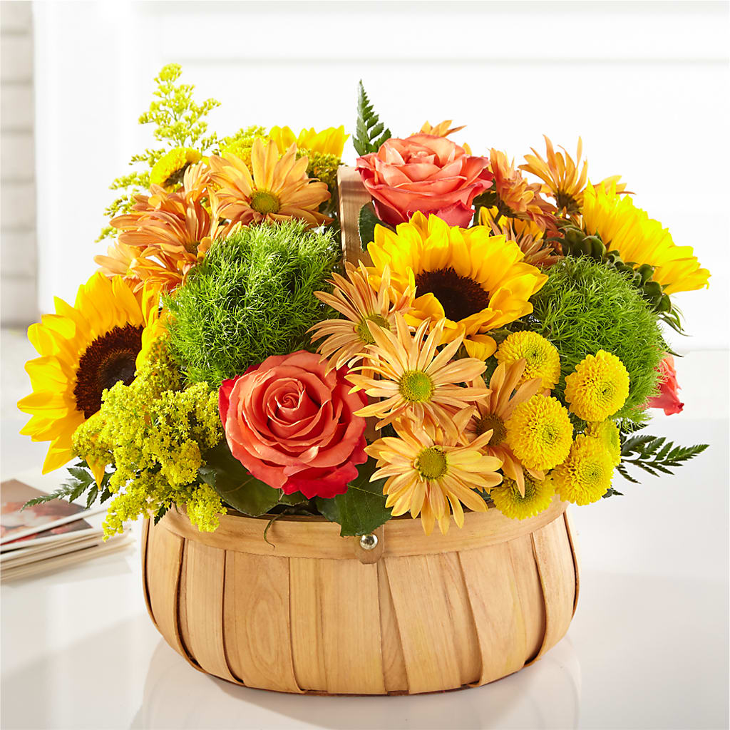 Harvest Sunflower Basket – MELODY'S FLOWERS, Burlington WA