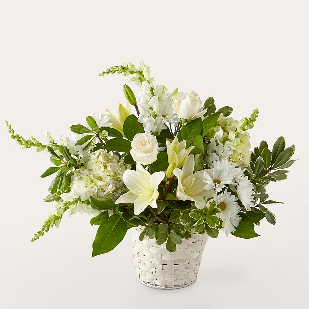 Ivory Elegance Floral Basket – MELODY'S FLOWERS, Burlington WA