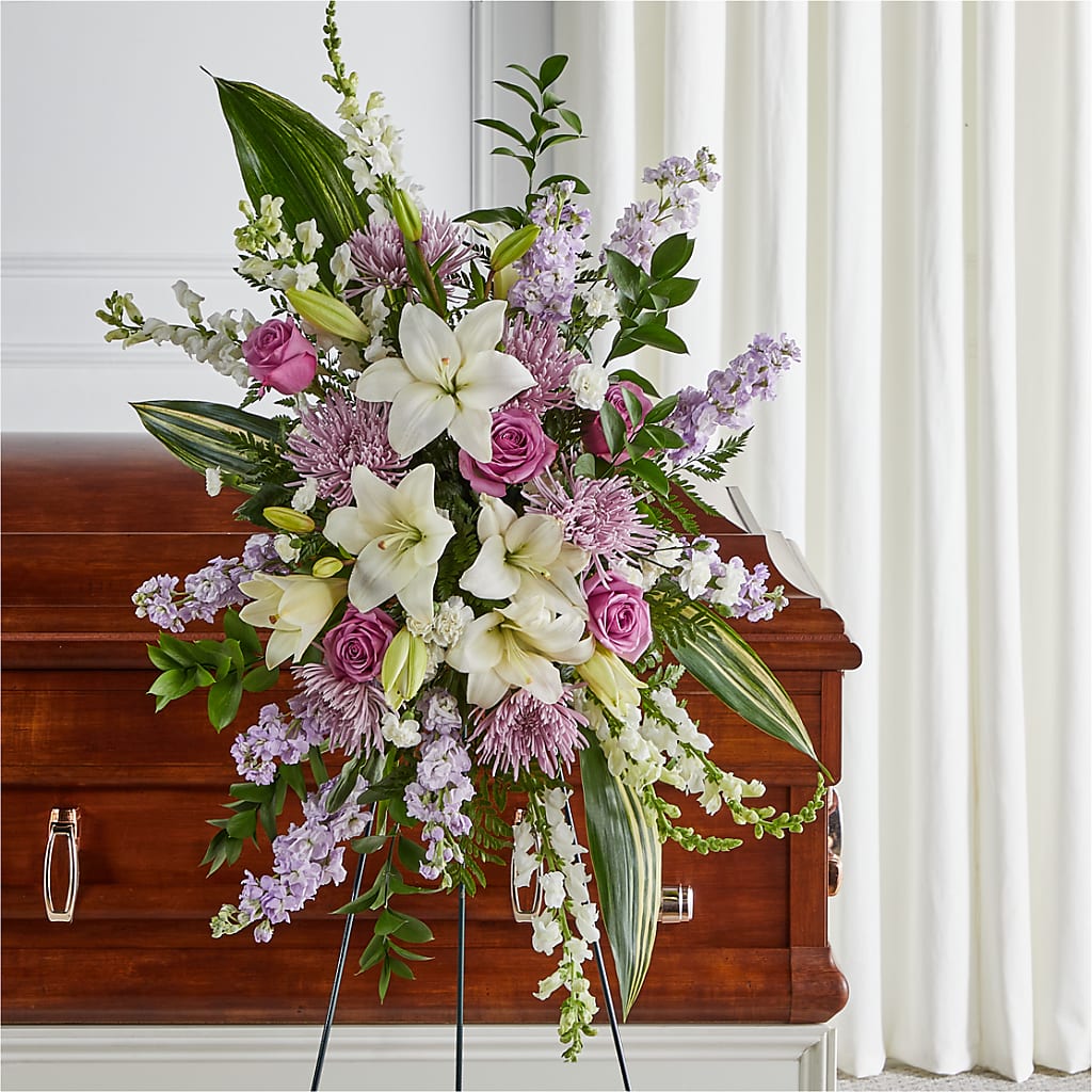 Grateful Hearts Standing Spray – MELODY'S FLOWERS, Burlington WA