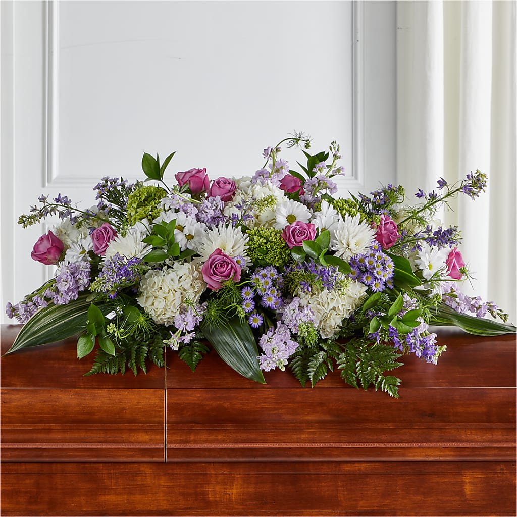 Meadows of Serenity Casket Spray – MELODY'S FLOWERS, Burlington WA