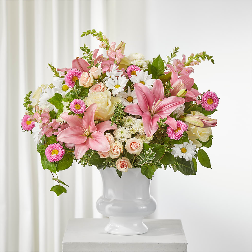 Empathetic Blooms Urn Arrangement – MELODY'S FLOWERS, Burlington WA