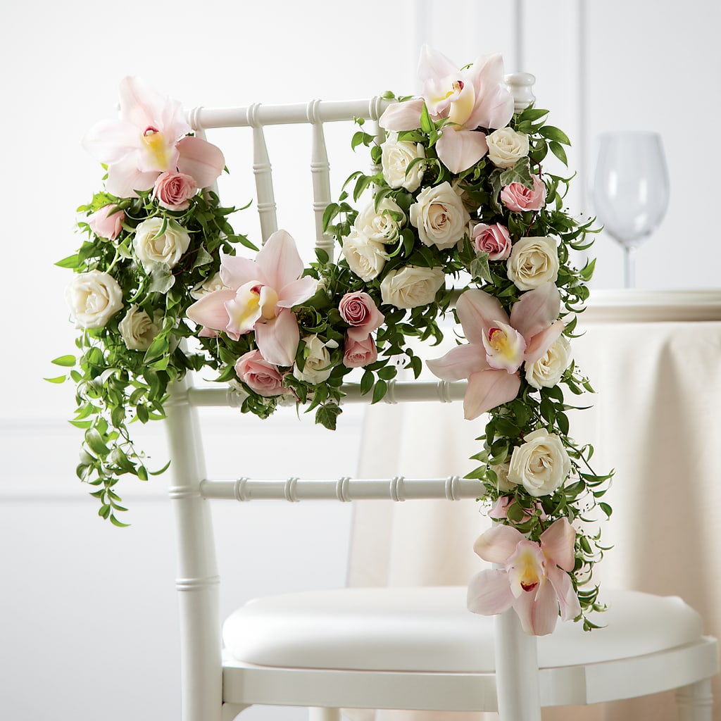 Orchid Rose Chair Décor – MELODY'S FLOWERS, Burlington WA