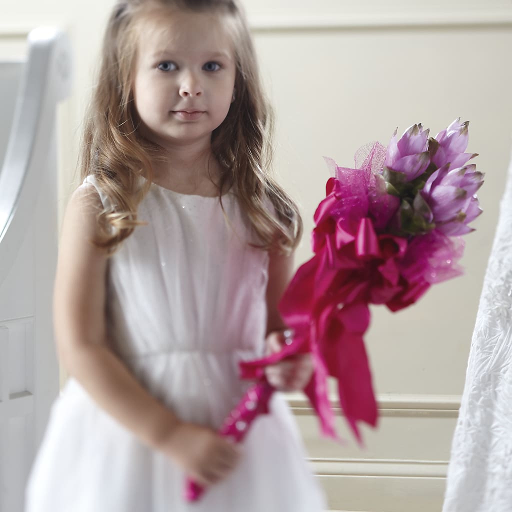 Sparkle Pink Flower Girl Bouquet – MELODY'S FLOWERS, Burlington WA