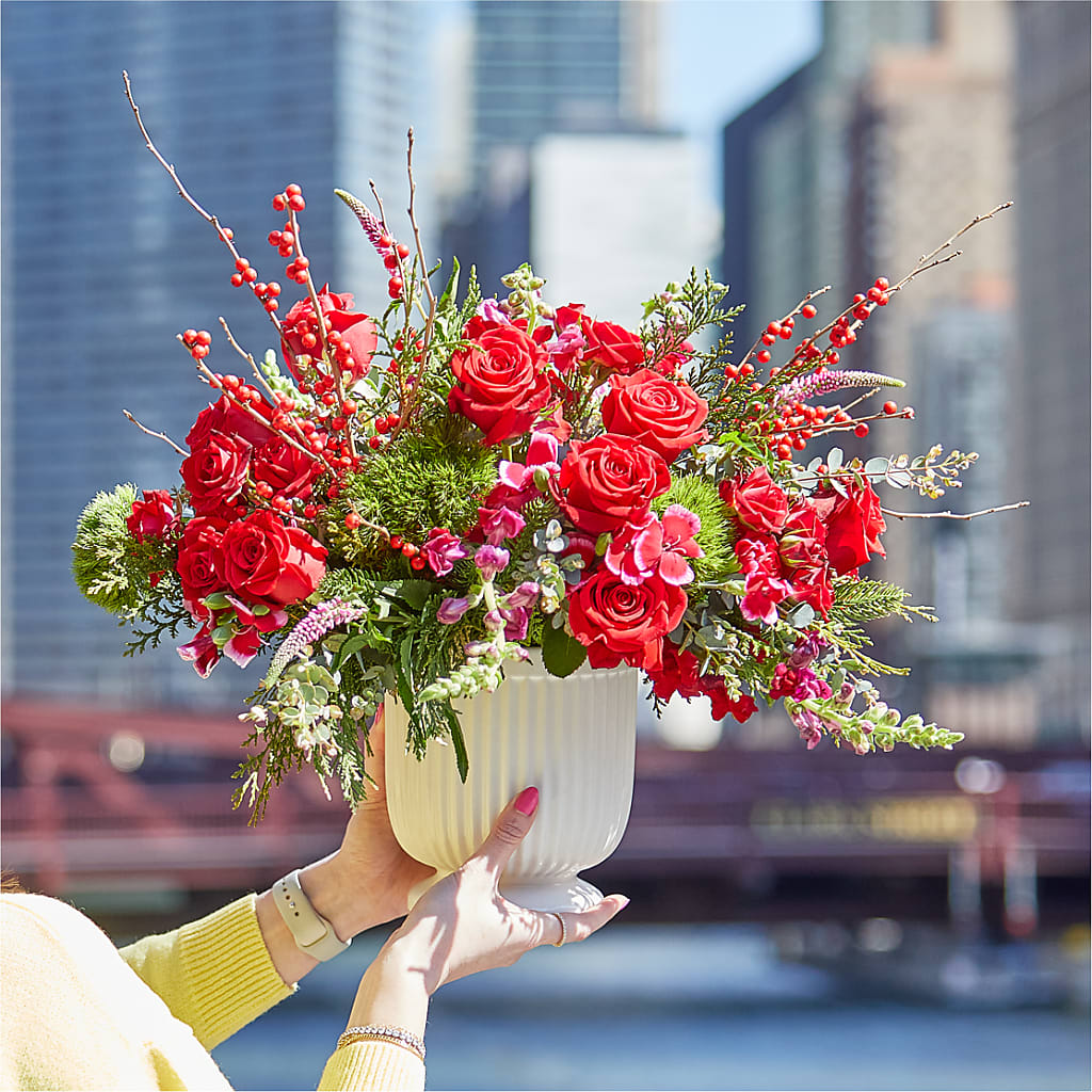 Big Red Bow Bouquet – MELODY'S FLOWERS, Burlington WA