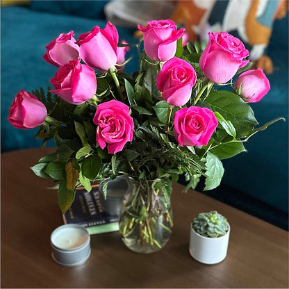 Long Stem Pink Rose Bouquet – MELODY'S FLOWERS, Burlington WA