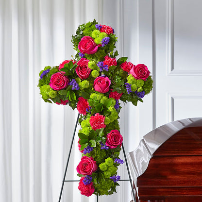 Tribute Rose Floral Cross – MELODY'S FLOWERS, Burlington WA