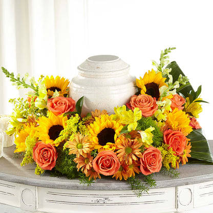 Faithful Sunflower Cremation Adornment – MELODY'S FLOWERS, Burlington WA