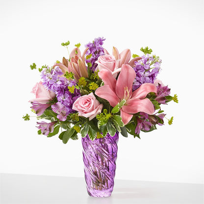 Precious Petals Bouquet with Luxe Swirl Vase – MELODY'S FLOWERS, Burlington WA