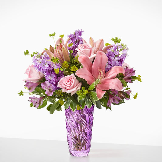 Precious Petals Bouquet with Luxe Swirl Vase – MELODY'S FLOWERS, Burlington WA