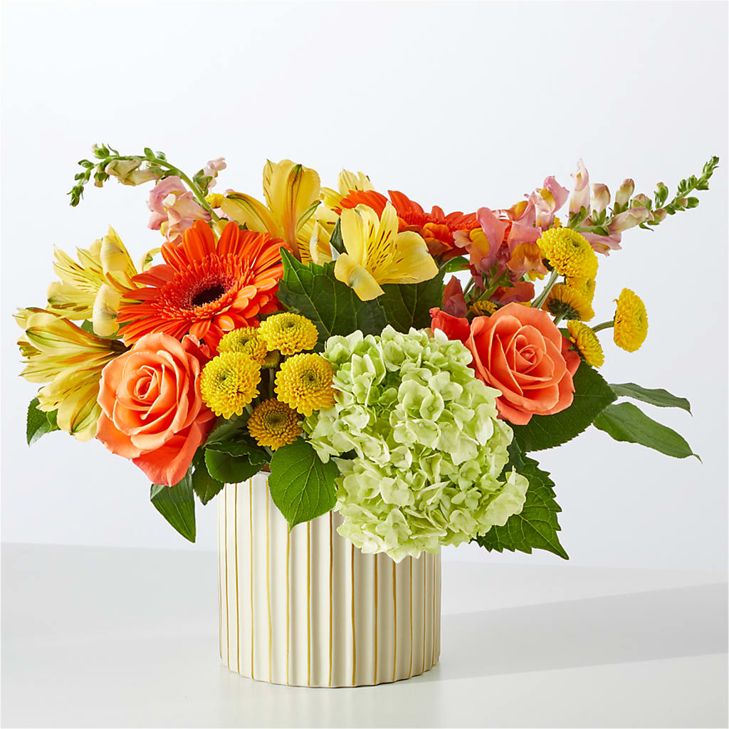 Autumn Sunshine Bouquet with Ivory Vase – MELODY'S FLOWERS, Burlington WA
