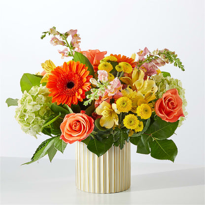 Autumn Sunshine Bouquet with Ivory Vase – MELODY'S FLOWERS, Burlington WA