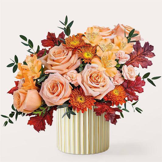 Spiced Latte Bouquet with Ivory Vase – MELODY'S FLOWERS, Burlington WA