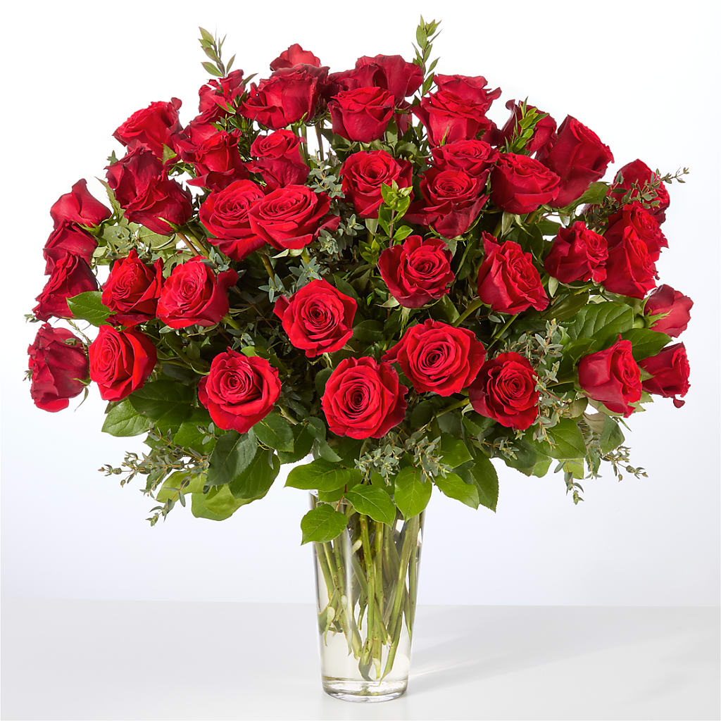 Forever Yours Fifty Stem Red Rose Bouquet – MELODY'S FLOWERS, Burlington WA